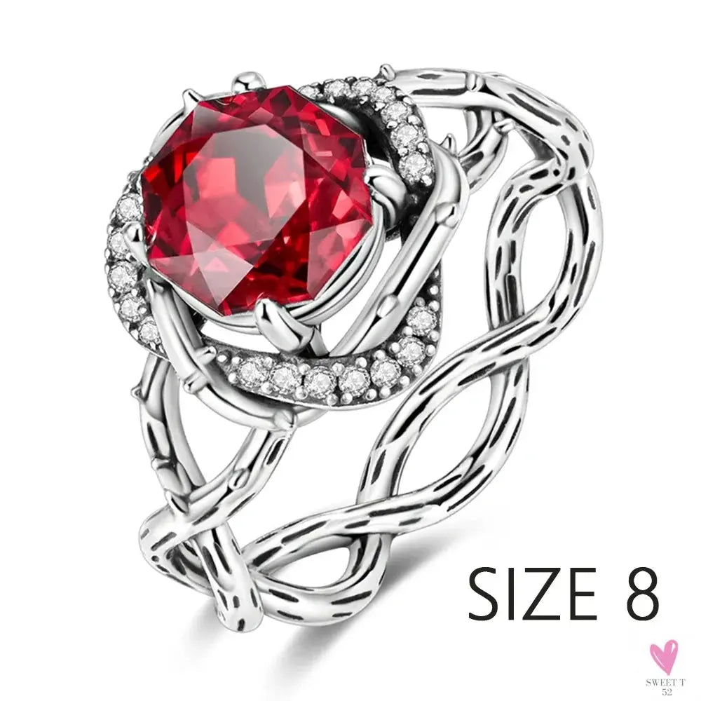 S925 Sterling Silver Valentine's Day Red Series, Red Heart Charm, Bow, Ring, Heart Necklace, Bracelet - DIY for Women SWEET T 52