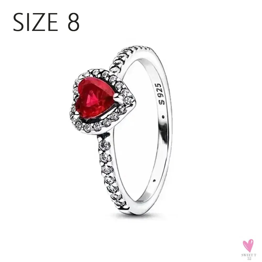 S925 Sterling Silver Valentine's Day Red Series, Red Heart Charm, Bow, Ring, Heart Necklace, Bracelet - DIY for Women SWEET T 52