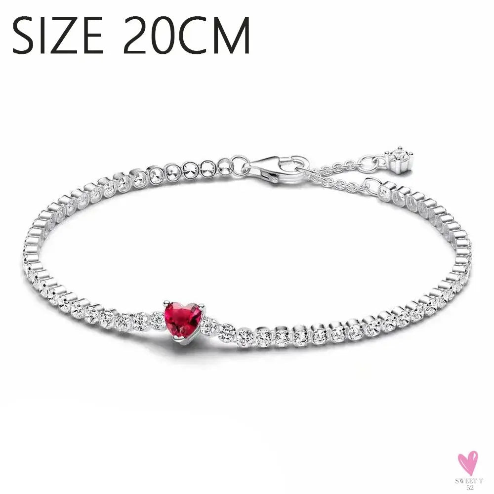 S925 Sterling Silver Valentine's Day Red Series, Red Heart Charm, Bow, Ring, Heart Necklace, Bracelet - DIY for Women SWEET T 52