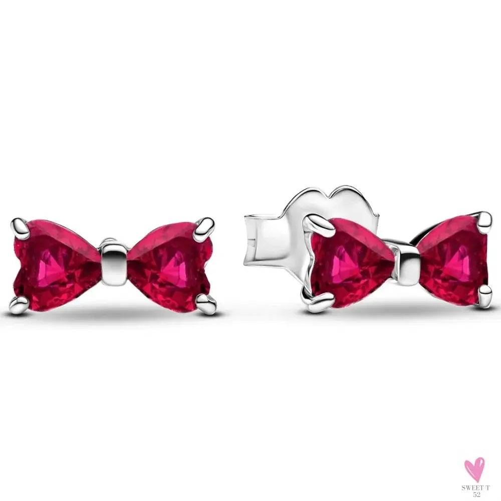 S925 Sterling Silver Valentine's Day Red Series, Red Heart Charm, Bow, Ring, Heart Necklace, Bracelet - DIY for Women SWEET T 52