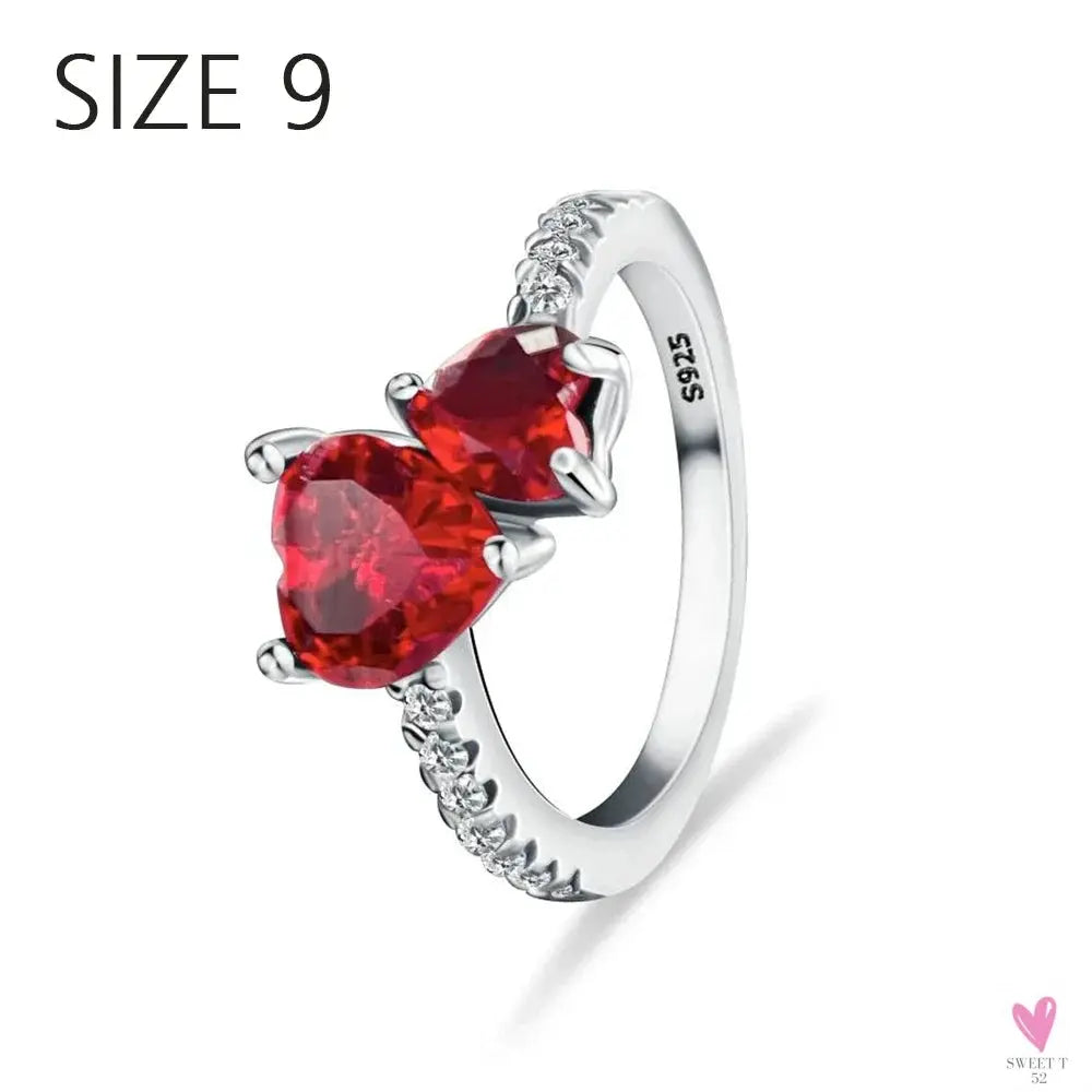 S925 Sterling Silver Valentine's Day Red Series, Red Heart Charm, Bow, Ring, Heart Necklace, Bracelet - DIY for Women SWEET T 52