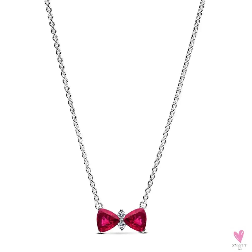 S925 Sterling Silver Valentine's Day Red Series, Red Heart Charm, Bow, Ring, Heart Necklace, Bracelet - DIY for Women SWEET T 52