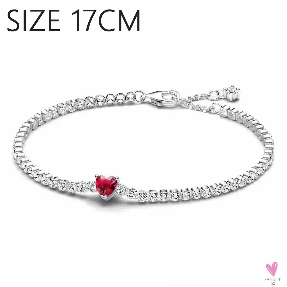 S925 Sterling Silver Valentine's Day Red Series, Red Heart Charm, Bow, Ring, Heart Necklace, Bracelet - DIY for Women SWEET T 52