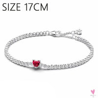 S925 Sterling Silver Valentine's Day Red Series, Red Heart Charm, Bow, Ring, Heart Necklace, Bracelet - DIY for Women SWEET T 52