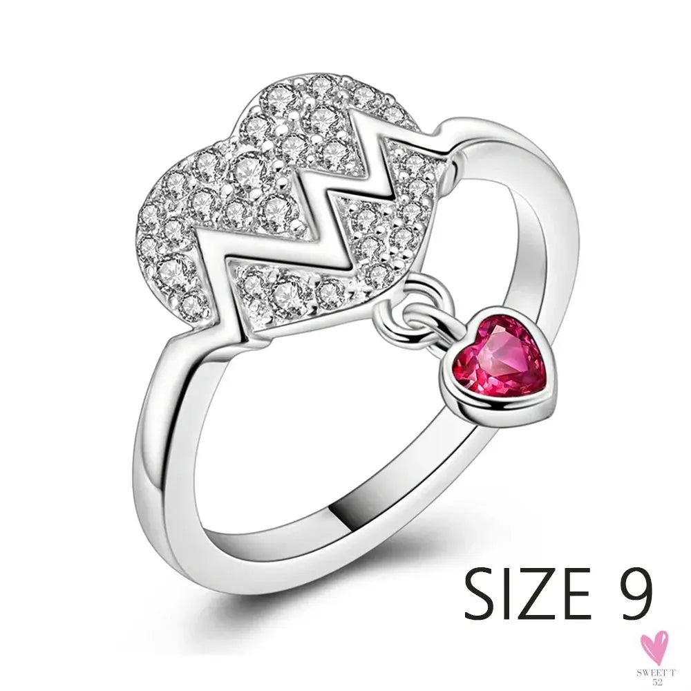 S925 Sterling Silver Valentine's Day Red Series, Red Heart Charm, Bow, Ring, Heart Necklace, Bracelet - DIY for Women SWEET T 52