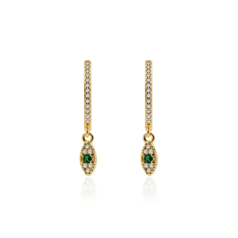 Gold Color Cute Water Drop Earrings For Women & Girls - Zircon Piercing Huggies/Hoop Dangle Earrings-earrings-SWEET T 52