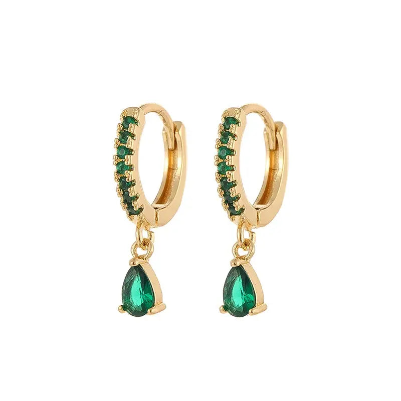 Gold Color Cute Water Drop Earrings For Women & Girls - Zircon Piercing Huggies/Hoop Dangle Earrings-earrings-SWEET T 52