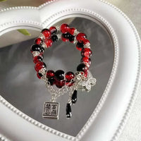 2024 New Trendy Red Beaded Chain Bracelet for Women Simple Hollow Butterfly Pendant Bracelets Jewelry Gifts Accessories Sweet T 52