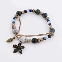 Natural Stone Bracelets - Gold Color Metal, Star Charm, White Beads, Elastic Bracelet. Luxury Fashion Jewelry Bracelets for Women