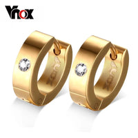 Cute Hoop Earrings in Stainless Steel and Crystal, Ear Cuffs, Brincos Huggie Jewelry for Men and Women-earrings-SWEET T 52