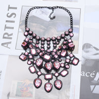 Creative Exaggerating Retro Multi-layer Style Alloy Inlaid Jewel Necklace for Women