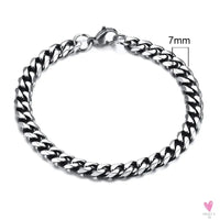 5 - 11 mm Chunky Miami Club Chain Bracelet for Men, Stainless Steel Cuban Link Chain Wristband, Classic Punk Heavy Metal Jewelry
