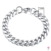 5 - 11 mm Chunky Miami Club Chain Bracelet for Men, Stainless Steel Cuban Link Chain Wristband, Classic Punk Heavy Metal Jewelry
