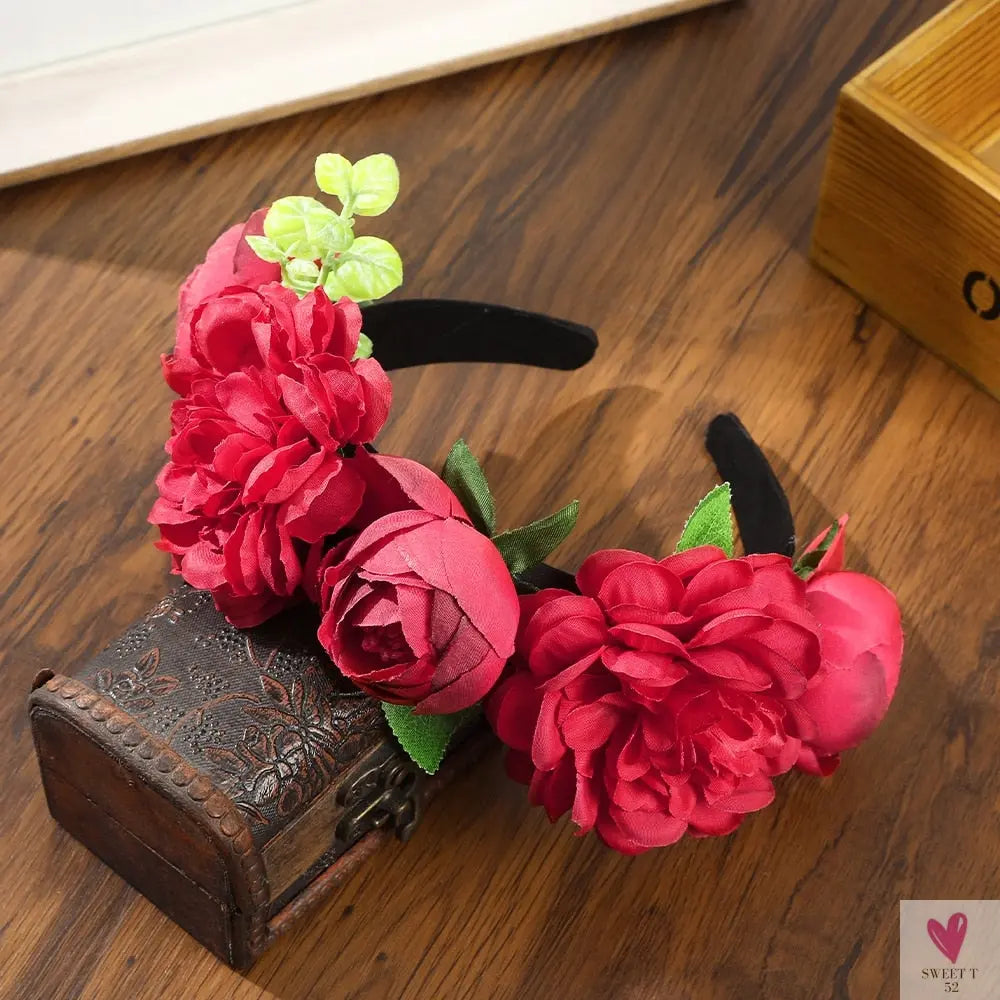 Colorful Flower Headband, Fabric Princess Headdress for Women and Girls