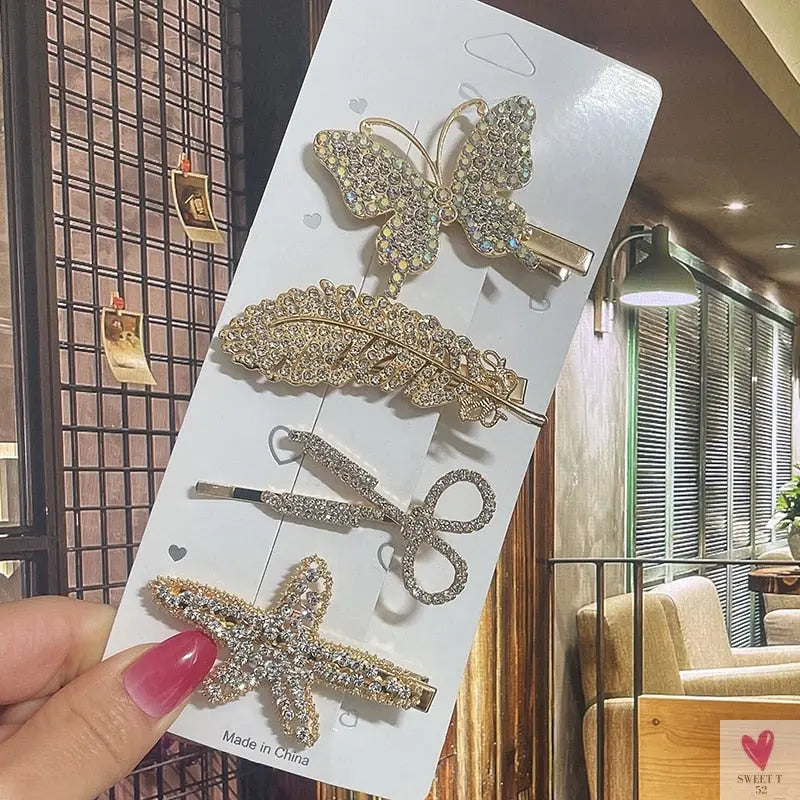 Crystal/Flower/Star/Pearl Hair Pins for Women and Girls With Diamond Duckbill Clip