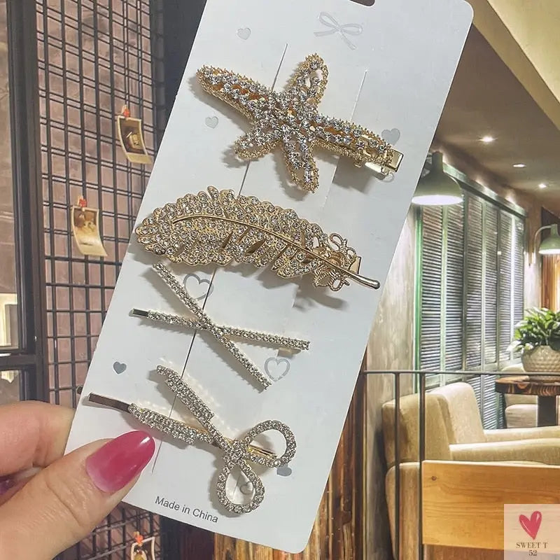 Crystal/Flower/Star/Pearl Hair Pins for Women and Girls With Diamond Duckbill Clip