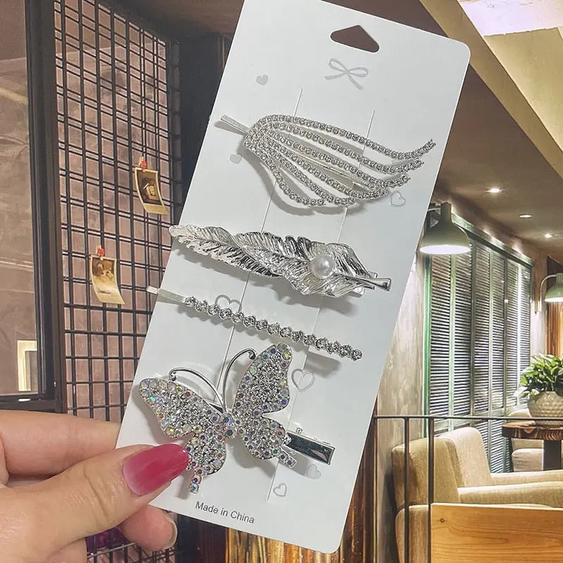 Crystal/Flower/Star/Pearl Hair Pins for Women and Girls With Diamond Duckbill Clip