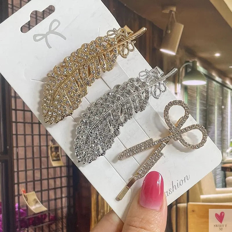 Crystal/Flower/Star/Pearl Hair Pins for Women and Girls With Diamond Duckbill Clip