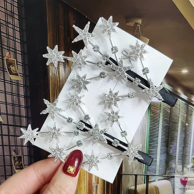 Crystal/Flower/Star/Pearl Hair Pins for Women and Girls With Diamond Duckbill Clip