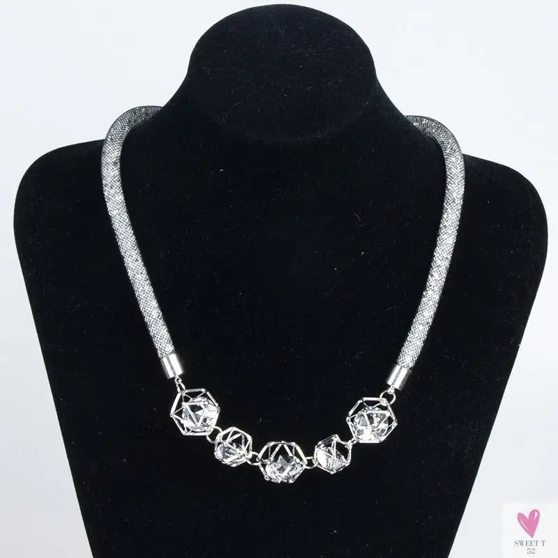 Crystal Mesh Pendant Necklace, Choker/Bib Style Necklace, For Women and Girls