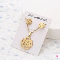 Gold Pendant Necklace and Earring Set for Women & Girls in Multiple Designs and Patterns
