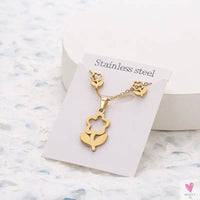 Gold Pendant Necklace and Earring Set for Women & Girls in Multiple Designs and Patterns