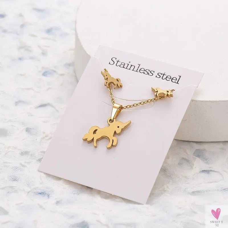 Gold Pendant Necklace and Earring Set for Women & Girls in Multiple Designs and Patterns