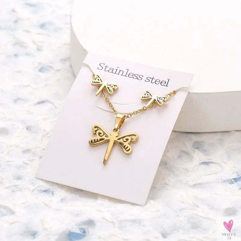 Gold Pendant Necklace and Earring Set for Women & Girls in Multiple Designs and Patterns