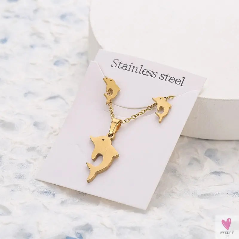 Gold Pendant Necklace and Earring Set for Women & Girls in Multiple Designs and Patterns