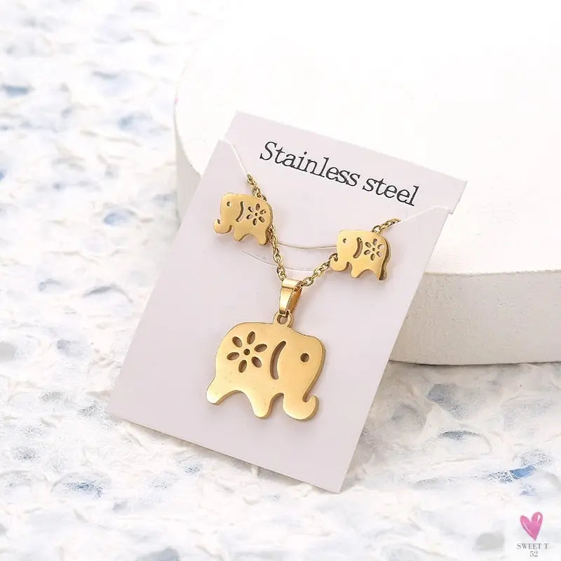 Gold Pendant Necklace and Earring Set for Women & Girls in Multiple Designs and Patterns