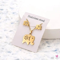 Gold Pendant Necklace and Earring Set for Women & Girls in Multiple Designs and Patterns