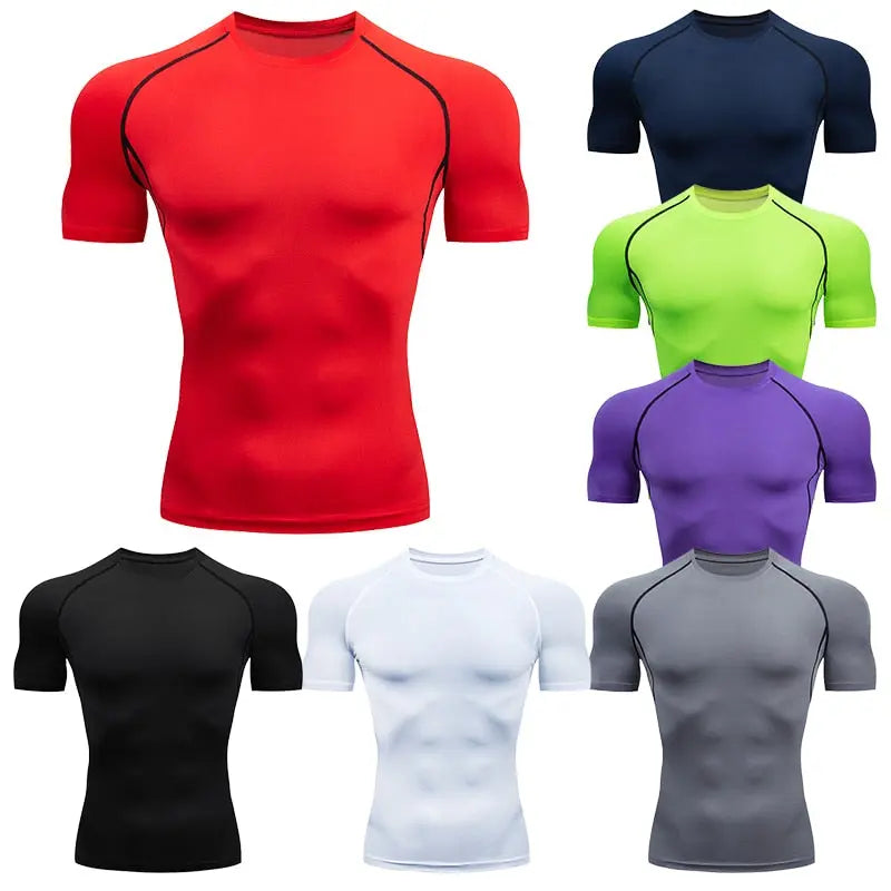 Quick Drying Elastic T-Shirt for Men & Boys, Anti-Wrinkle in 8 Solid Colors for Gym or Sports