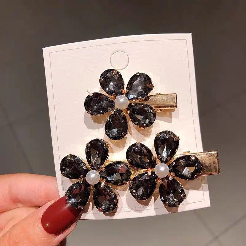 2 Piece/Set Luxury Crystal Flower Hairpins for Natural or Straight Hair for Women and Girls