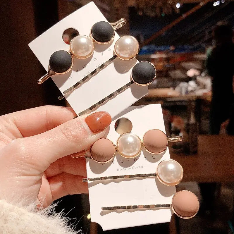 HAIR CLIPS for Women and Girls - Pearl, Flower and Geometric - 3 PIECE SETS