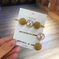 HAIR CLIPS for Women and Girls - Pearl, Flower and Geometric - 3 PIECE SETS