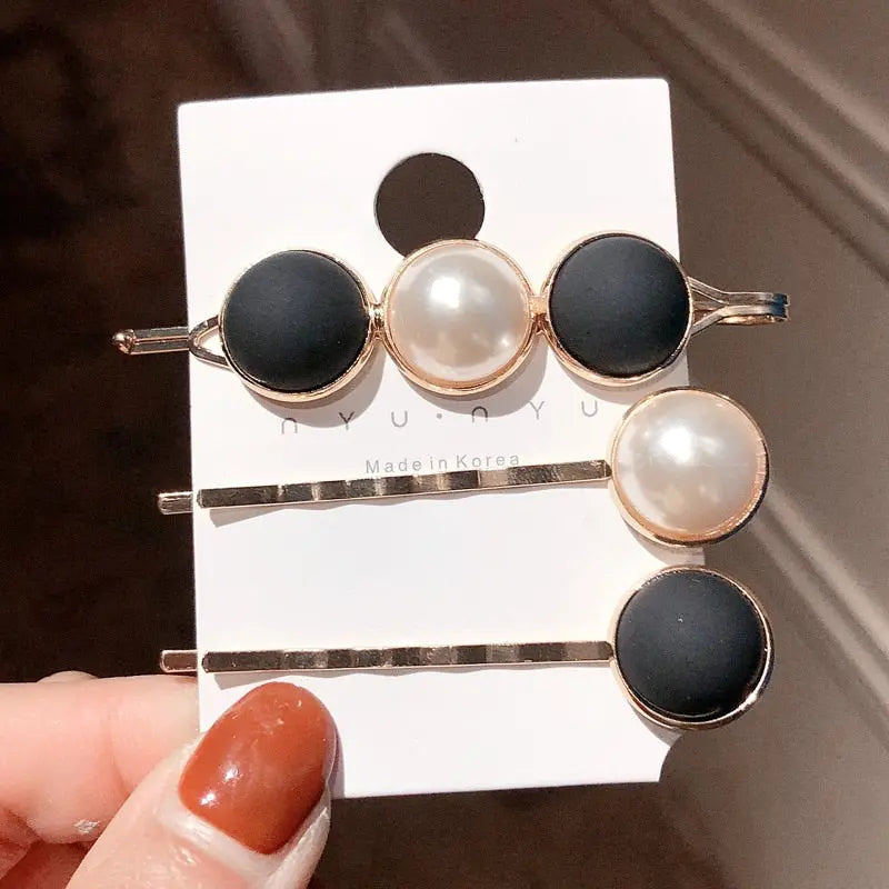 HAIR CLIPS for Women and Girls - Pearl, Flower and Geometric - 3 PIECE SETS