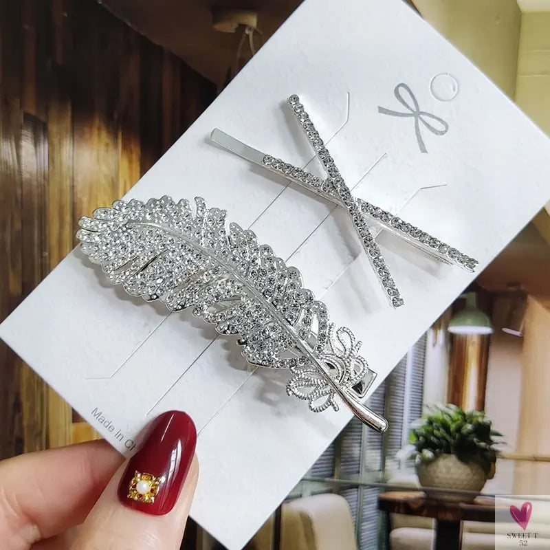 Luxury Crystal Hair Pin/Clip Sets for Women and Girls - 1 to 3 Pieces in Gold or Silver