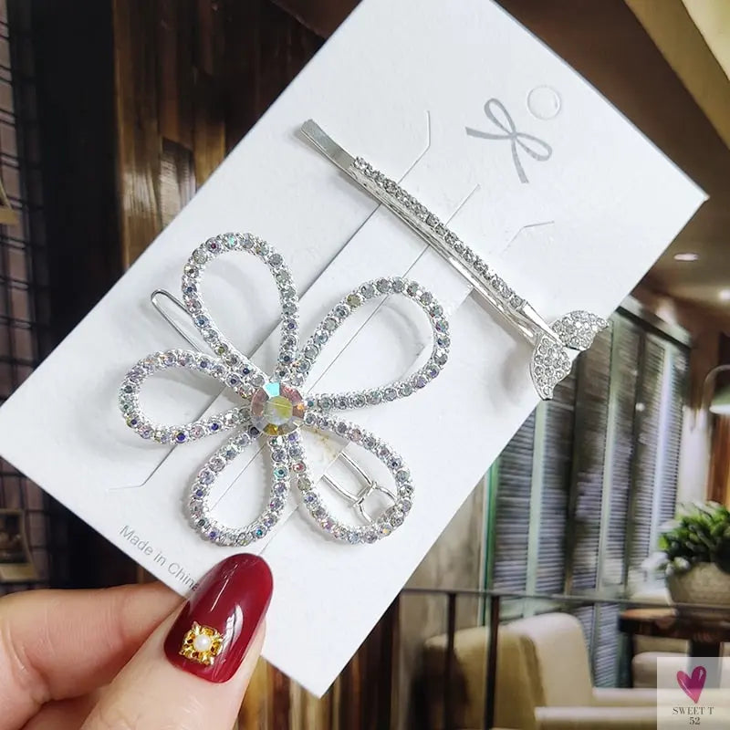 Luxury Crystal Hair Pin/Clip Sets for Women and Girls - 1 to 3 Pieces in Gold or Silver