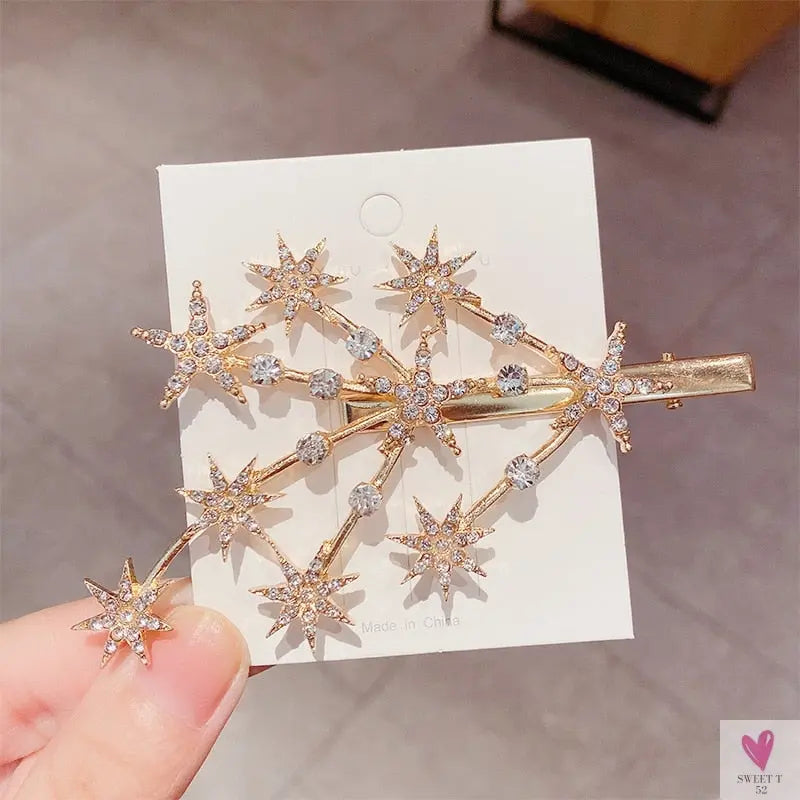 Luxury Crystal Hair Pin/Clip Sets for Women and Girls - 1 to 3 Pieces in Gold or Silver