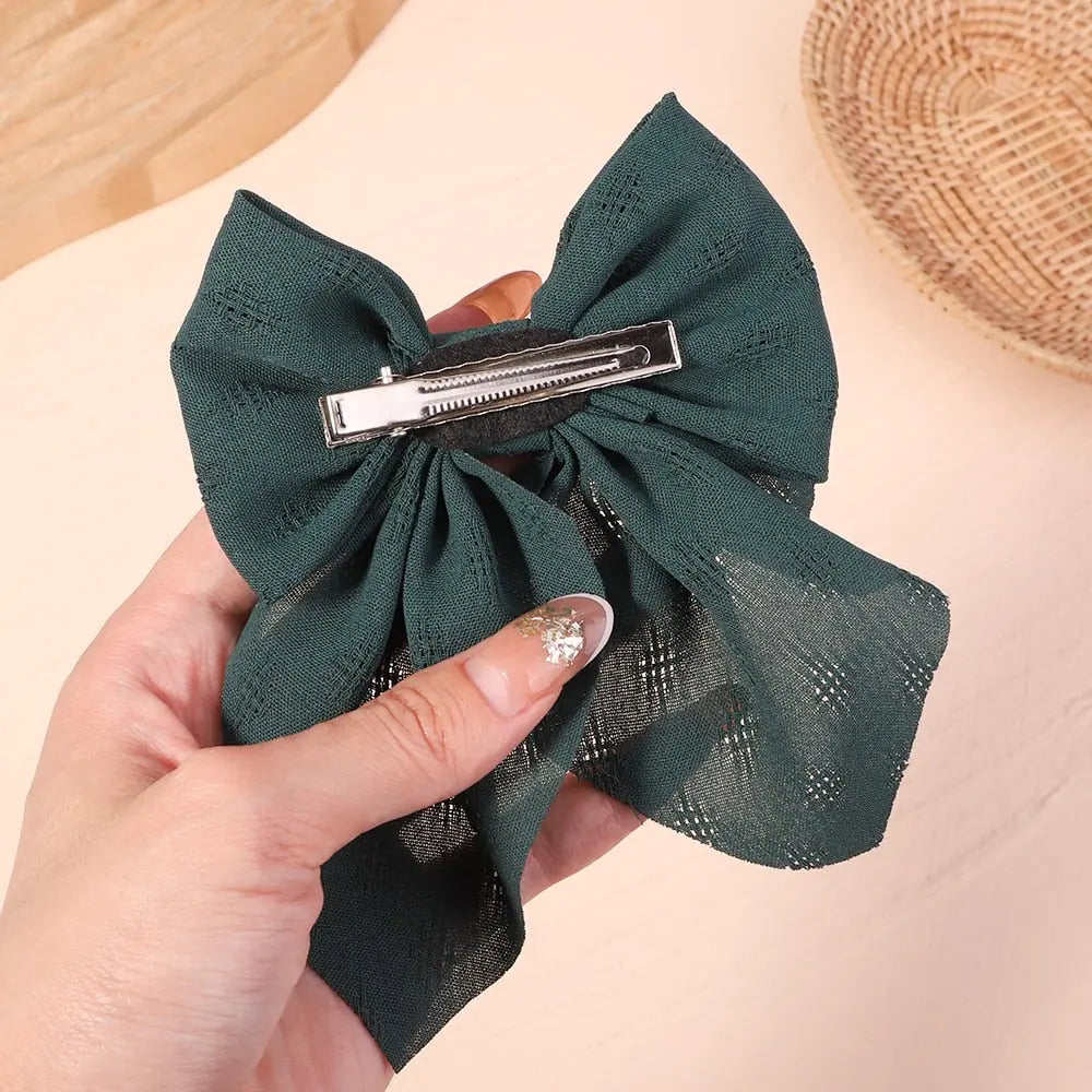 Cute Multi-Patterned and Solid Color Hair Bows/Clips for Girls in a 2 Piece Set