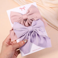 Cute Multi-Patterned and Solid Color Hair Bows/Clips for Girls in a 2 Piece Set