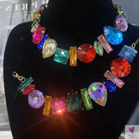 Simple Style Rhinestone Irregular Necklace, Luxury Design for Women & Girls, Statement Necklace and Bracelet