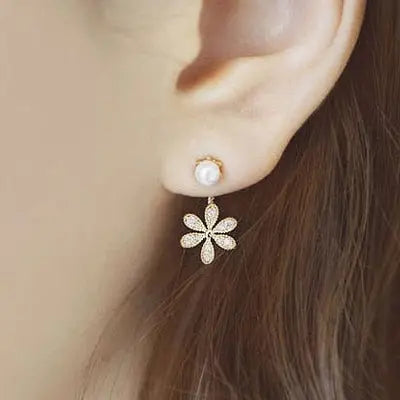 Simulated Pearl/Crystal Stud Earrings In Intricate Patterns for Women and Girls