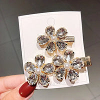 2 Piece/Set Luxury Crystal Flower Hairpins for Natural or Straight Hair for Women and Girls