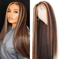 Front Lace Human Hair Wig  with Piano Highlights, 180% Density, for Women - 4 27T Wig