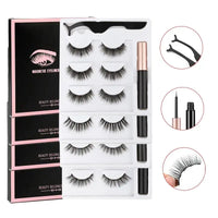 1/3/4Pairs Magnetic Eyelashes/False Lashes - Repeated Use Eyelashes. Waterproof Liquid Eyeliner With Tweezer Sets-false eyelash accessories-SWEET T 52