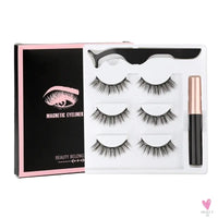 1/3/4Pairs Magnetic Eyelashes/False Lashes - Repeated Use Eyelashes. Waterproof Liquid Eyeliner With Tweezer Sets-false eyelash accessories-SWEET T 52