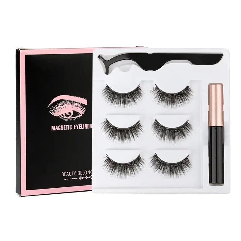1/3/4Pairs Magnetic Eyelashes/False Lashes - Repeated Use Eyelashes. Waterproof Liquid Eyeliner With Tweezer Sets-false eyelash accessories-SWEET T 52