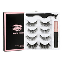 1/3/4Pairs Magnetic Eyelashes/False Lashes - Repeated Use Eyelashes. Waterproof Liquid Eyeliner With Tweezer Sets-false eyelash accessories-SWEET T 52