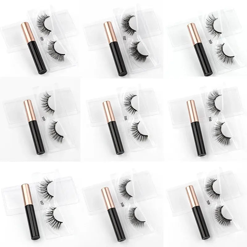 1/3/4Pairs Magnetic Eyelashes/False Lashes - Repeated Use Eyelashes. Waterproof Liquid Eyeliner With Tweezer Sets-false eyelash accessories-SWEET T 52